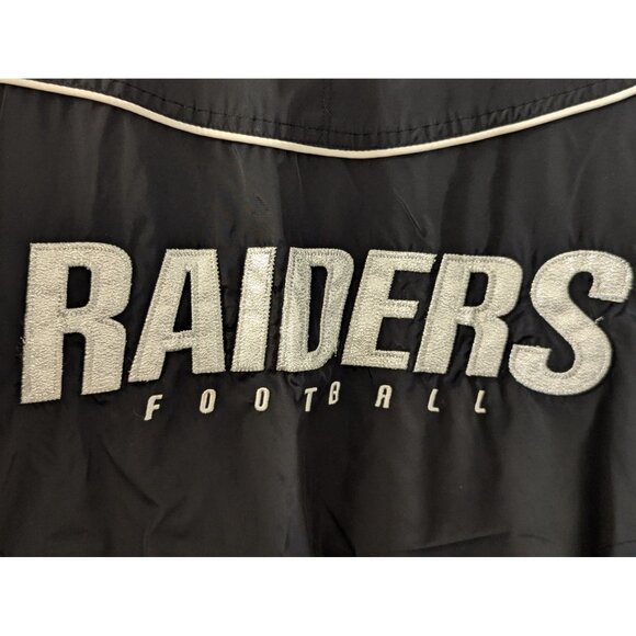 NFL Raiders Pullover Jacket Mens Medium Black Polyester Lightweight - Picture 4 of 9
